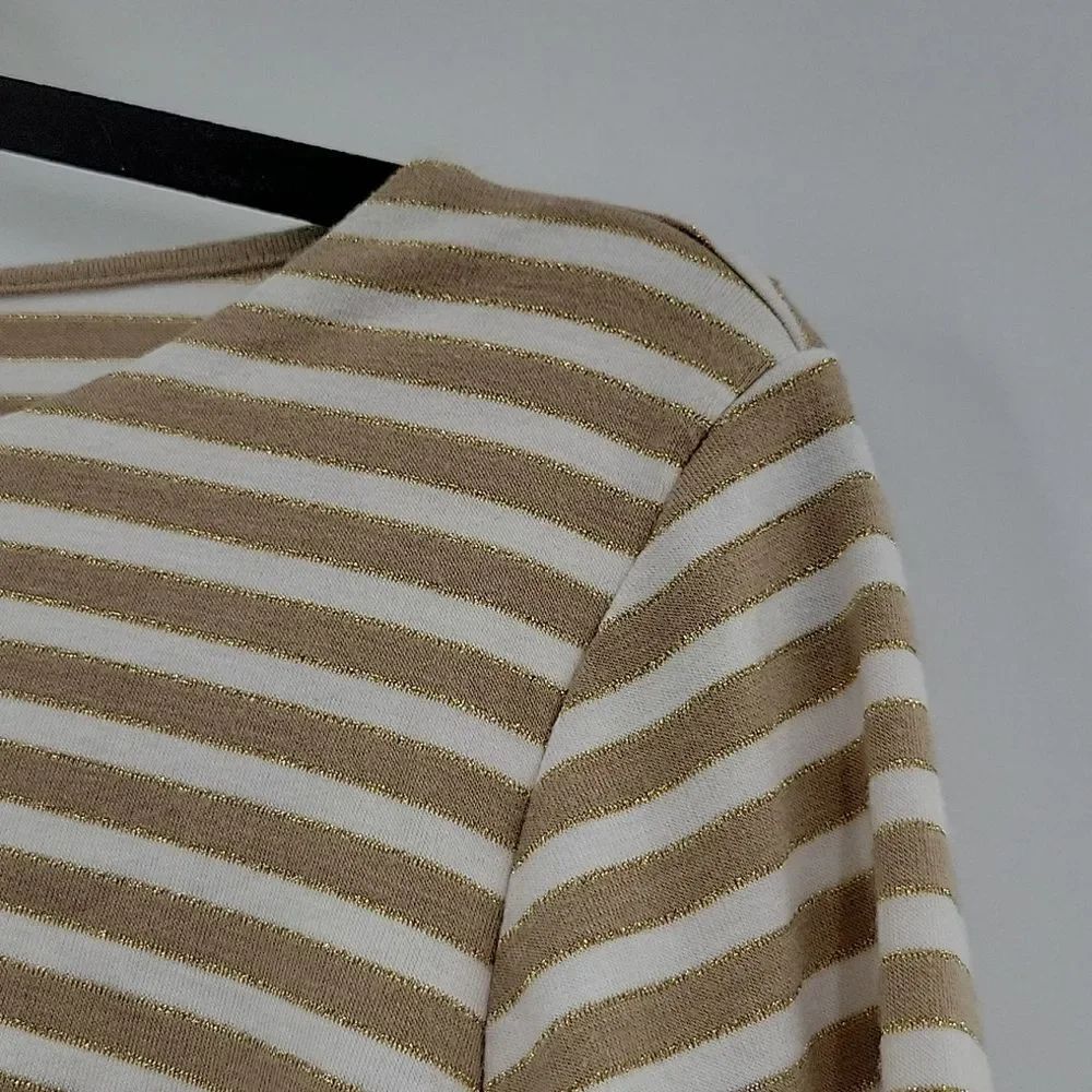 3 For$20 Ruby Rd Tan & White stripe w/ Shimmer size PS - Picture 3 of 5